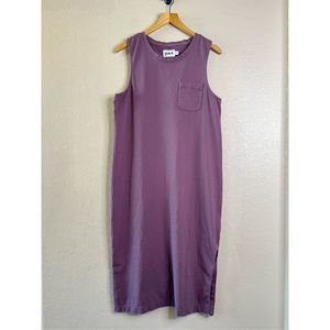 Pact Midi Tank Dress Size L Washed Purple Long Organic Cotton Pullover Solid